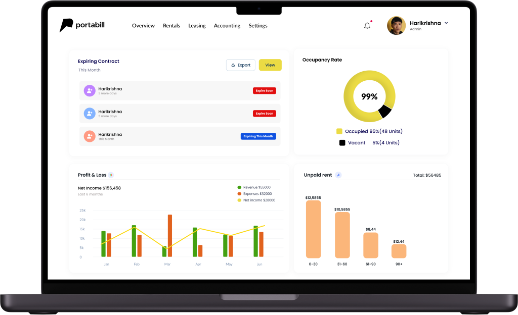 Portabill property management software dashboard banner